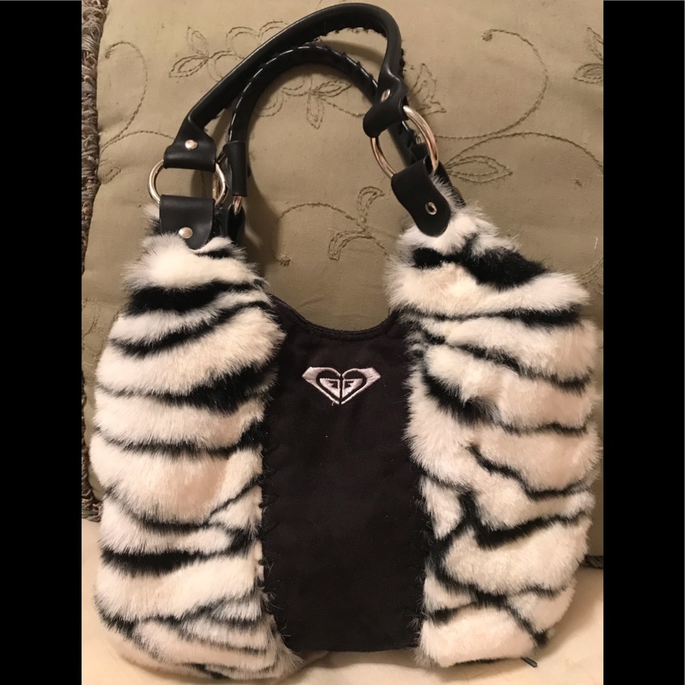 Roxy faux fur zebra and suede purse